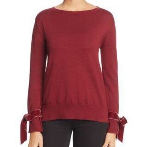 Michael Kors Merlot Velvet Bow Cuff Sweater